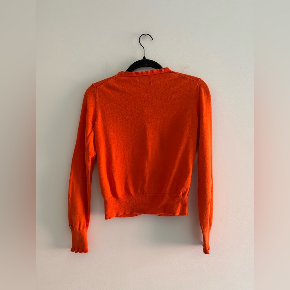 Tommy Hilfiger Argyle Cotton Cashmere Cardigan Small Orange Pink Preppy - Picture 5 of 6